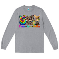 Heather Grey peace love  coffee Long Sleeve Tee - Zillion Design Studio