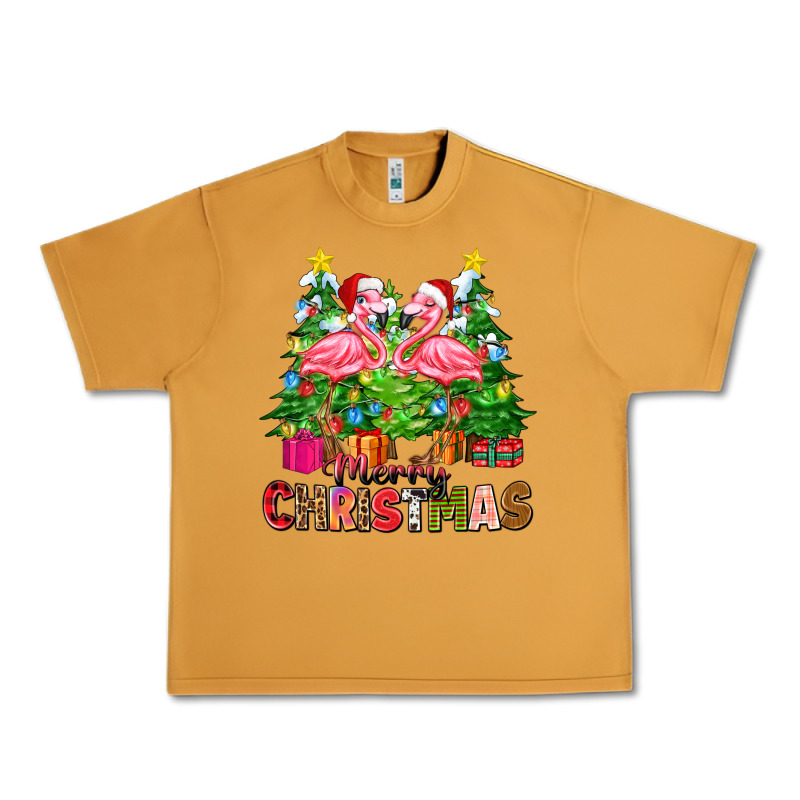 Merry Christmas Flamingo Urban Heavy Tee by Zillion Design Studio | Teevron