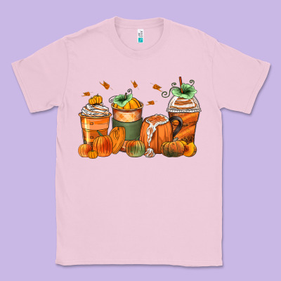 Pumpkins Coffee Cups Classic Tee Designed By Zillion Design Studio
