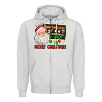 Dove Grey Merry christmas santa cassette Zipper Hoodie - FaDigitalArtStudio
