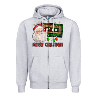 Heather Grey Merry christmas santa cassette Zipper Hoodie - FaDigitalArtStudio
