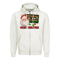 Oatmeal Heather Merry christmas santa cassette Zipper Hoodie - FaDigitalArtStudio