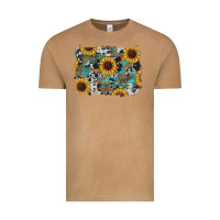Vintage Camel western sunflowers turquoise cowhide background Vintage Tee - RanaPortraitStore