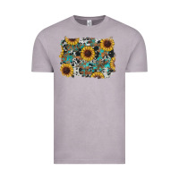 Vintage Zinc western sunflowers turquoise cowhide background Vintage Tee - RanaPortraitStore