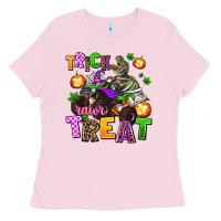 Bubblegum Pink trick rawr treat Ladies Tee - AdoDesignShop