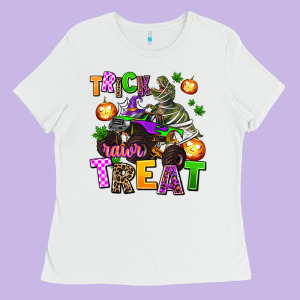 Trick Rawr Treat Ladies Tee Designed By Adodesignshop