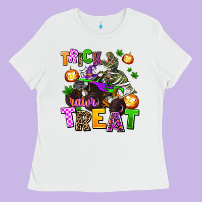 Trick Rawr Treat Ladies Tee Designed By Adodesignshop