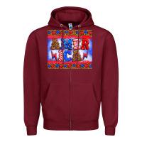 Burgundy america thunderbolt Zipper Hoodie - HRA Design Shop