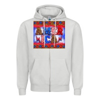 Dove Grey america thunderbolt Zipper Hoodie - HRA Design Shop