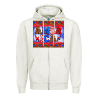Oatmeal Heather america thunderbolt Zipper Hoodie - HRA Design Shop