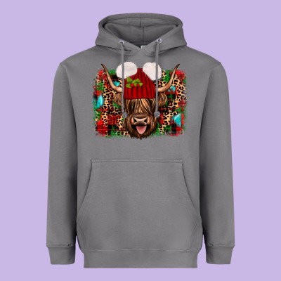 Highland Cow Christmas Heavyweight Hoodie Designed By Jahusdesignshop