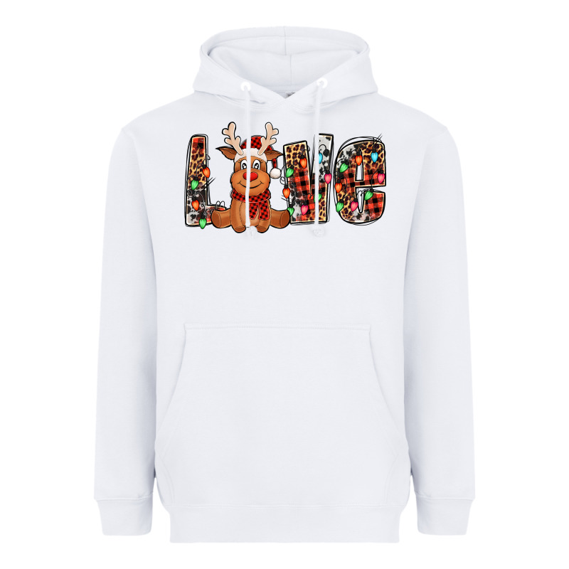 Love Christmas Reindeer Heavyweight Hoodie by Jasminsmagicworld | Teevron