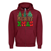 Burgundy merry xmas Zipper Hoodie - FaDigitalArtStudio