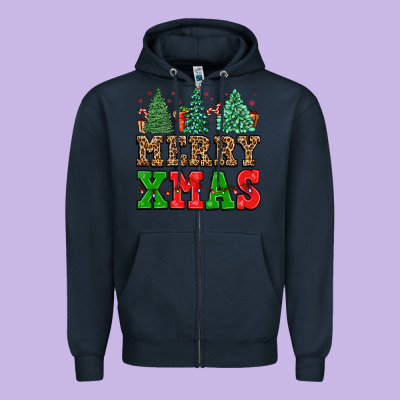 Merry Xmas Zipper Hoodie Designed By Fadigitalartstudio