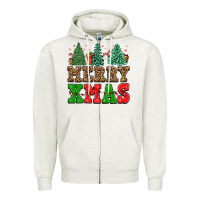 Oatmeal Heather merry xmas Zipper Hoodie - FaDigitalArtStudio