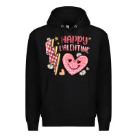Black happy valentine heart Premium Hoodie - MaliasSmallBusiness