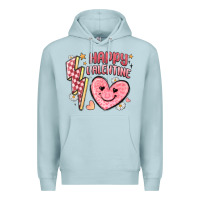 Blue Mist happy valentine heart Premium Hoodie - MaliasSmallBusiness