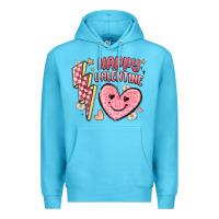 Ocean Blue happy valentine heart Premium Hoodie - MaliasSmallBusiness