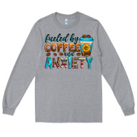 Heather Grey fueled by coffee and anxiety Long Sleeve Tee - Zillion Design Studio