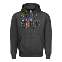 Charcoal Heather cute nails Zipper Hoodie - CowhideDigitalArt
