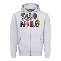 Heather Grey cute nails Zipper Hoodie - CowhideDigitalArt