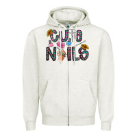 Oatmeal Heather cute nails Zipper Hoodie - CowhideDigitalArt