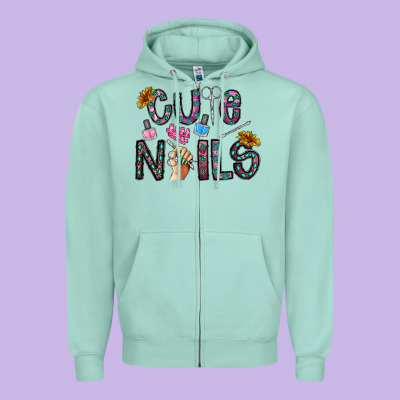 Cute Nails Zipper Hoodie Designed By Cowhidedigitalart