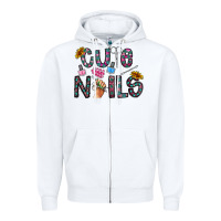 White cute nails Zipper Hoodie - CowhideDigitalArt