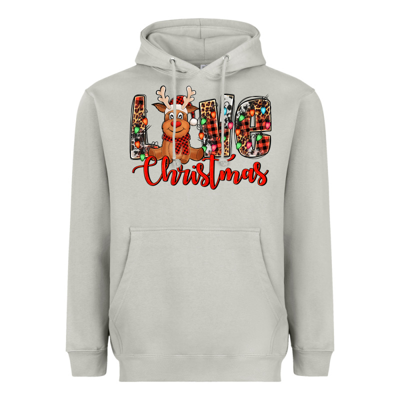 Love Christmas Reindeer Heavyweight Hoodie by Jasminsmagicworld | Teevron
