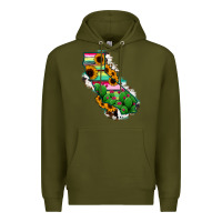 Army Green California Map Sunflower Cactus Serape Premium Hoodie - RanaPortraitStore