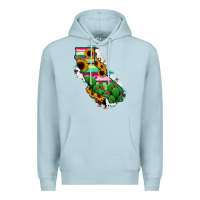 Blue Mist California Map Sunflower Cactus Serape Premium Hoodie - RanaPortraitStore