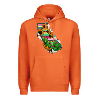 Carrot California Map Sunflower Cactus Serape Premium Hoodie - RanaPortraitStore