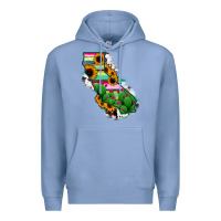 Colony Blue California Map Sunflower Cactus Serape Premium Hoodie - RanaPortraitStore