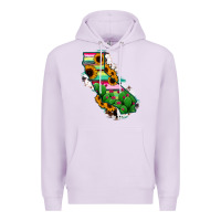 Lilac California Map Sunflower Cactus Serape Premium Hoodie - RanaPortraitStore