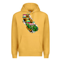 Mustard California Map Sunflower Cactus Serape Premium Hoodie - RanaPortraitStore