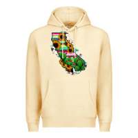 Pina Colada California Map Sunflower Cactus Serape Premium Hoodie - RanaPortraitStore