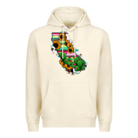 Sandshell California Map Sunflower Cactus Serape Premium Hoodie - RanaPortraitStore