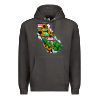 Smoke California Map Sunflower Cactus Serape Premium Hoodie - RanaPortraitStore