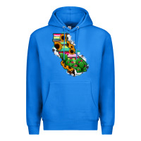 True Royal California Map Sunflower Cactus Serape Premium Hoodie - RanaPortraitStore