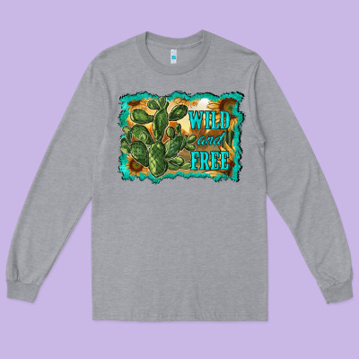 Wild And Free Cactus Long Sleeve Tee Designed By Ranaportraitstore