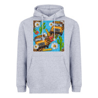 Heather Grey school bus seamless pattern Heavyweight Hoodie - BundleAndBundleShop