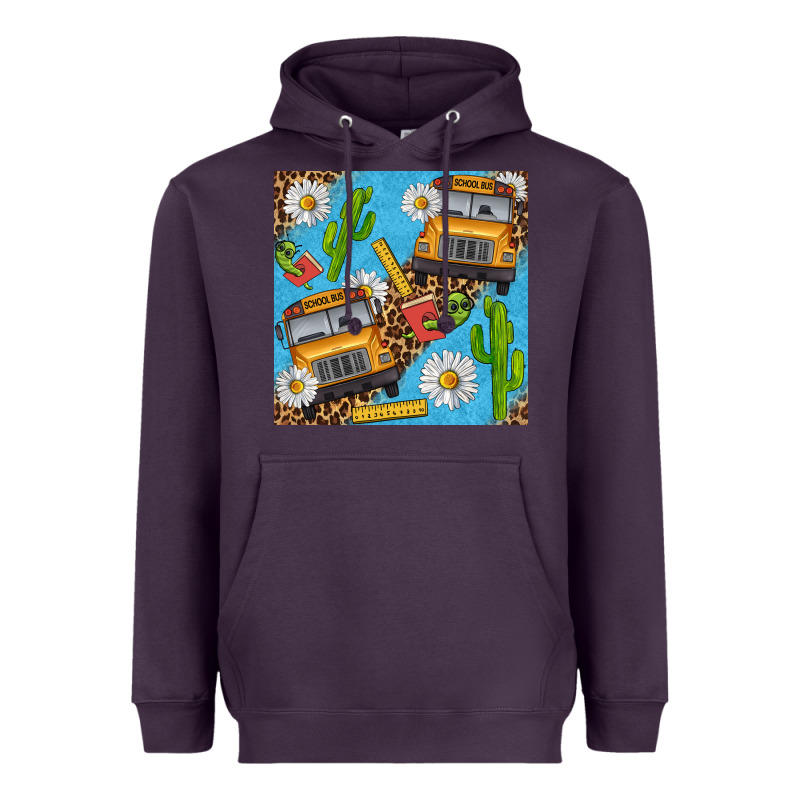 School Bus Seamless Pattern Heavyweight Hoodie by BundleAndBundleShop | Teevron