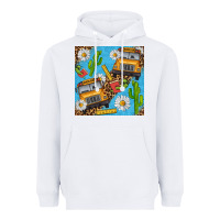 White school bus seamless pattern Heavyweight Hoodie - BundleAndBundleShop