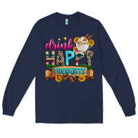 Navy drink happy thoughts Long Sleeve Tee - Zillion Design Studio