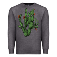 Charcoal Heather cactus with flowers Premium Sweatshirt - AdoDesignShop