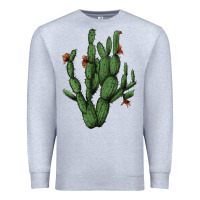 Heather Grey cactus with flowers Premium Sweatshirt - AdoDesignShop