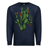 Navy cactus with flowers Premium Sweatshirt - AdoDesignShop