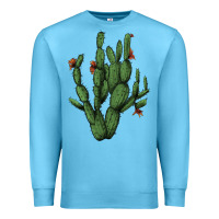 Ocean Blue cactus with flowers Premium Sweatshirt - AdoDesignShop