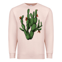 Pale Pink cactus with flowers Premium Sweatshirt - AdoDesignShop