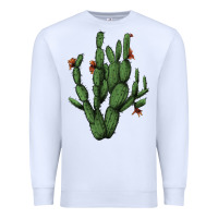 White cactus with flowers Premium Sweatshirt - AdoDesignShop